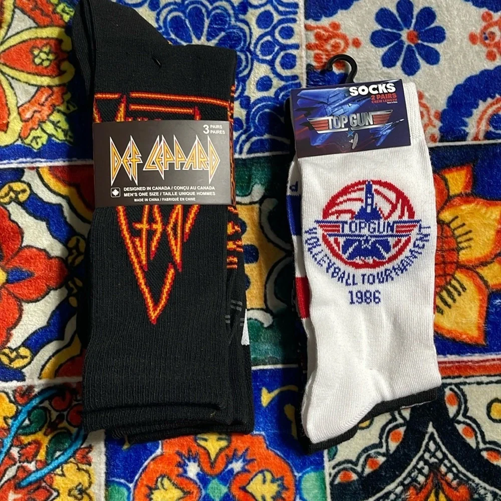 Two sets of socks - Def Leppard and Top Gun